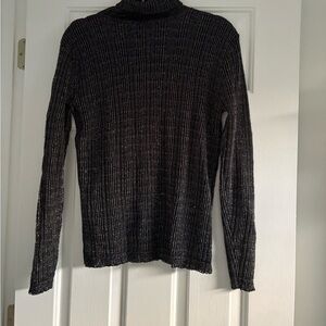 Vintage Black and Silver Stretch Turtleneck